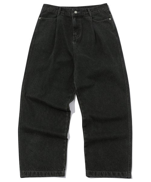 WIDE DENIM PANTS - 3 COLORS BLACK