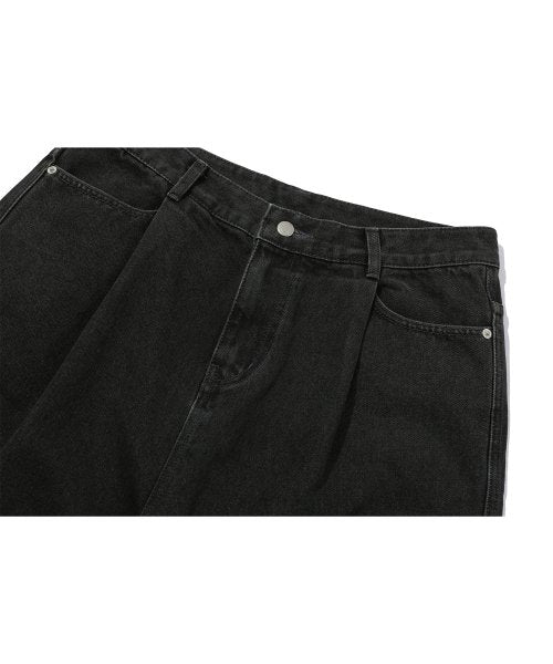 WIDE DENIM PANTS - 3 COLORS BLACK