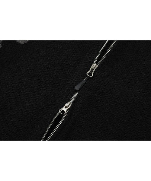 2-WAY KNIT ZIP-UP - 3 COLORS BLACK