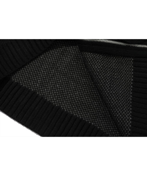 2-WAY KNIT ZIP-UP - 3 COLORS BLACK