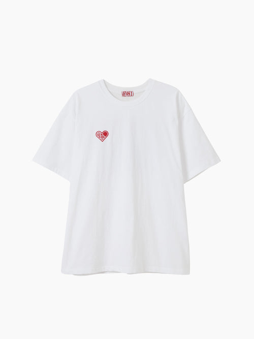 SMALL HEARTTRACK OVER FIT TEE - 3 COLORS WHITE
