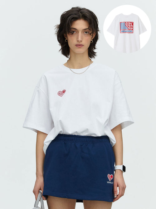 SMALL HEARTTRACK OVER FIT TEE - 3 COLORS WHITE