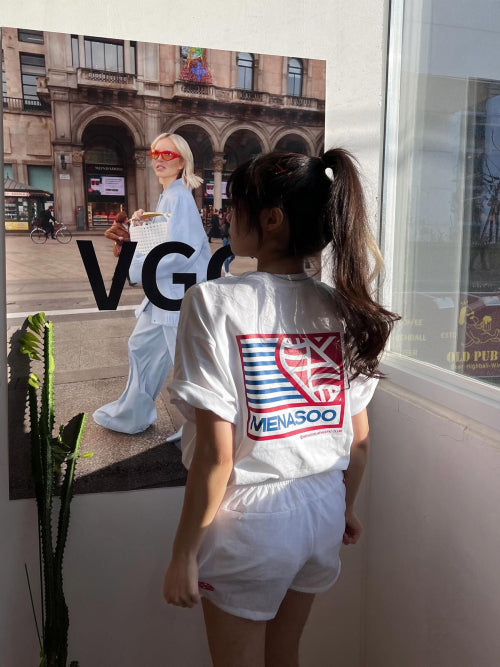 SMALL HEARTTRACK OVER FIT TEE - 3 COLORS WHITE