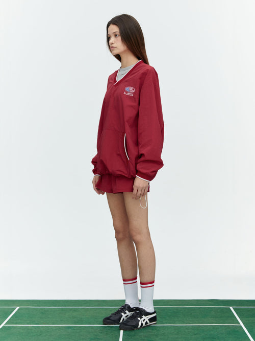 HEARTTRACK VNECK NYLON ANORAK JACKET - 3 COLORS RED