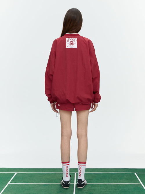 HEARTTRACK VNECK NYLON ANORAK JACKET - 3 COLORS RED
