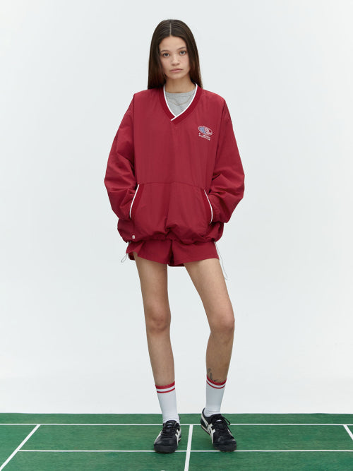 HEARTTRACK VNECK NYLON ANORAK JACKET - 3 COLORS RED