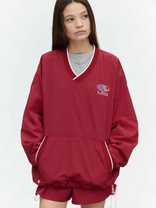 HEARTTRACK VNECK NYLON ANORAK JACKET - 3 COLORS RED
