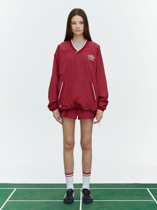 HEARTTRACK VNECK NYLON ANORAK JACKET - 3 COLORS RED
