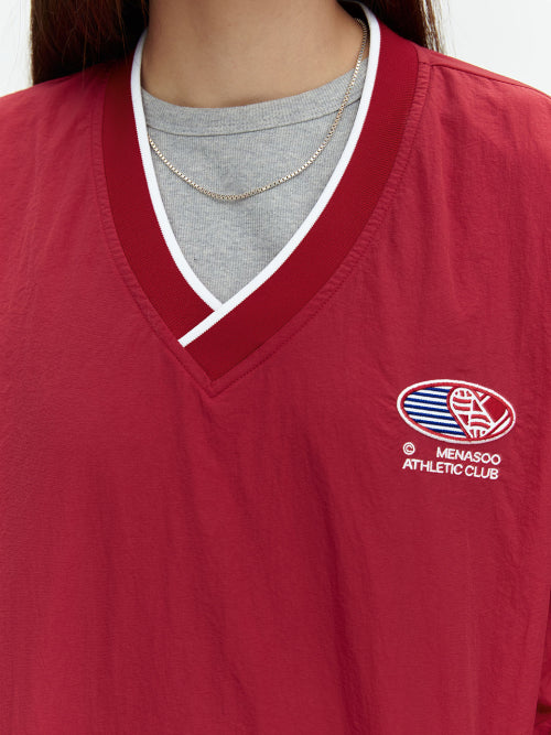 HEARTTRACK VNECK NYLON ANORAK JACKET - 3 COLORS RED