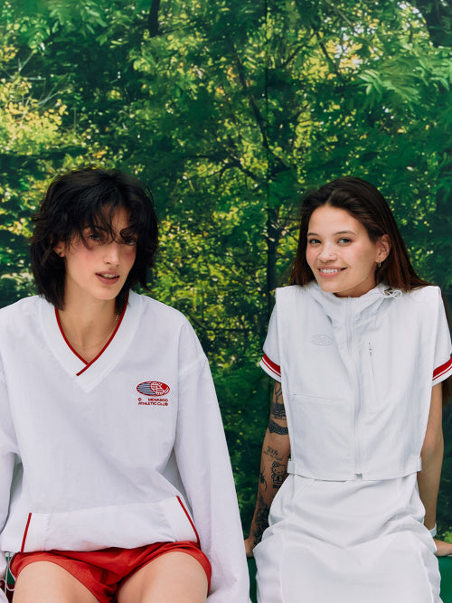 HEARTTRACK VNECK NYLON ANORAK JACKET - 3 COLORS WHITE