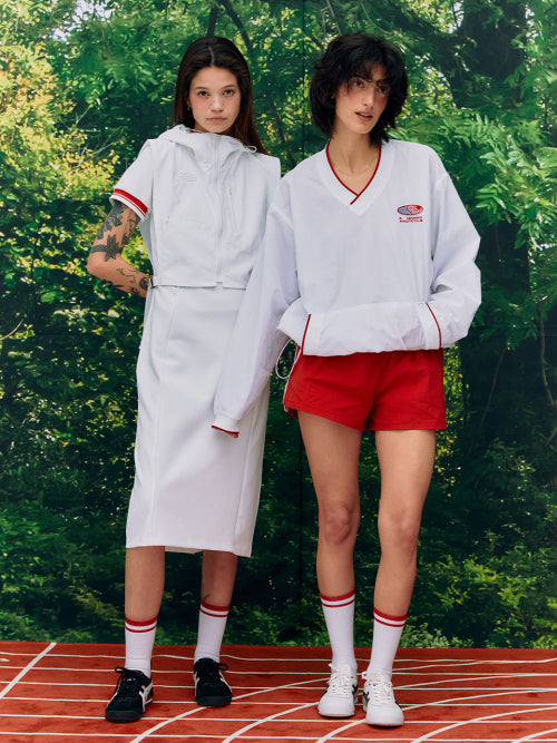 HEARTTRACK VNECK NYLON ANORAK JACKET - 3 COLORS WHITE