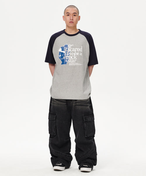 ROCKSTAR RAGLAN TEE GREY
