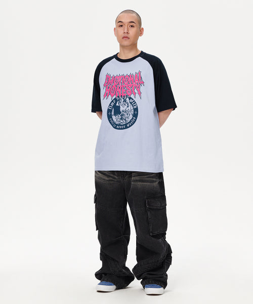 COOL CAT RAGLAN TEE BLUE