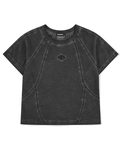 CURVED SEAM CROP TEE - 2 COLORS