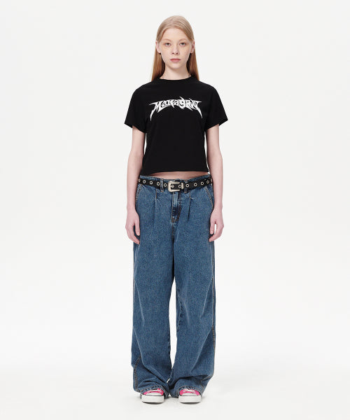 FLAME LOGO CROP TEE - 2 COLORS BLACK