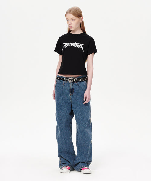 FLAME LOGO CROP TEE - 2 COLORS BLACK