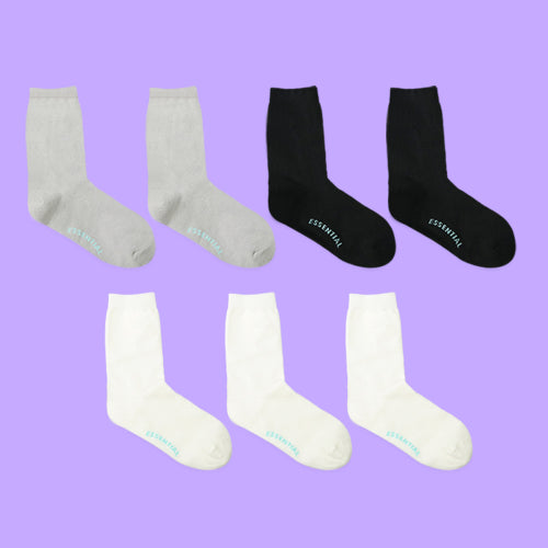 7-PACK UNISEX ESSENTIAL MID SOCKS - 5 COLORS AS SHOWN