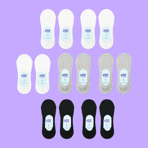 7-PACK UNISEX ESSENTIAL NO-SHOW SOCKS - 4 COLORS AS SHOWN