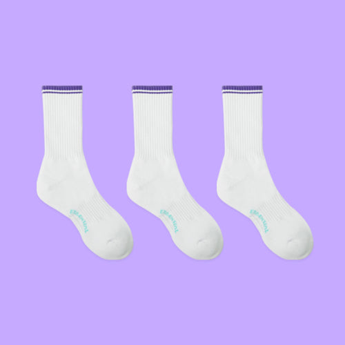 3-PACK UNISEX ESSENTIAL SPORTS SOCKS - 2 COLORS WHITE