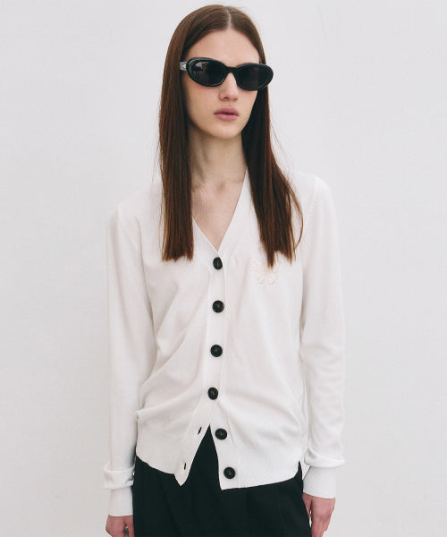 MINIMAL V NECK BUTTERFLY CARDIGAN #徐睿知同款! - 5 COLORS IVORY