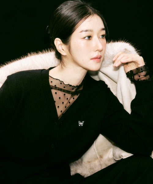 NICOLE LABEL SEE-THROUGH DOTS TOPS #徐睿知同款! - 2 COLORS SILVER