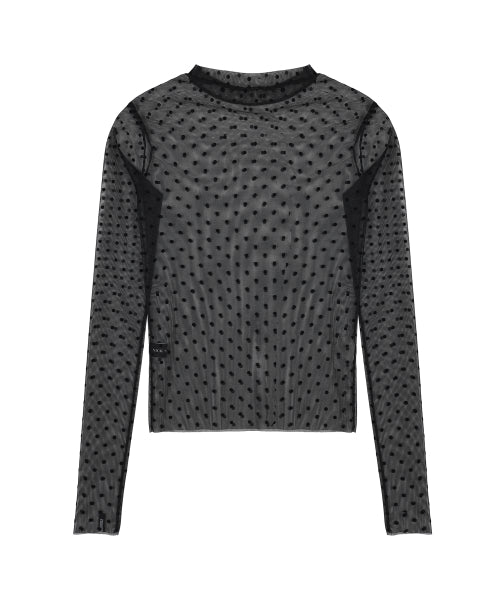 NICOLE LABEL SEE-THROUGH DOTS TOPS #徐睿知同款! - 2 COLORS BLACK