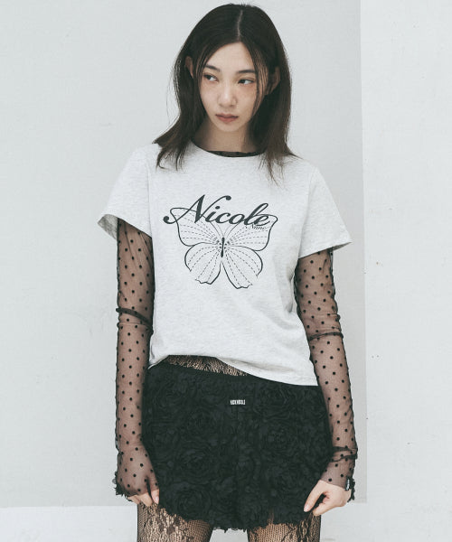 NICOLE LABEL SEE-THROUGH DOTS TOPS #徐睿知同款! - 2 COLORS BLACK