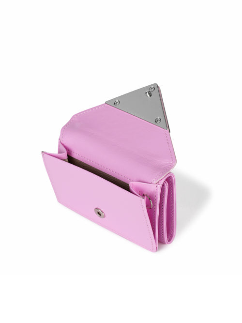 CRINKLE TRIANGLE TRIPLE WALLET - 7 COLORS PINK