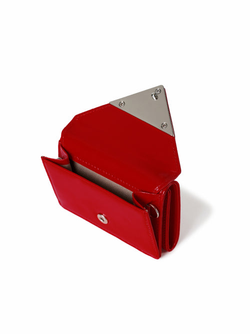 CRINKLE TRIANGLE TRIPLE WALLET - 7 COLORS RED