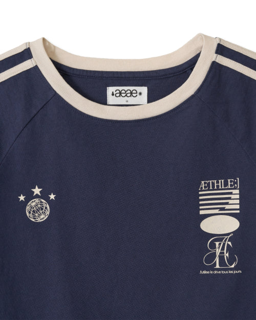ATHLETE STRIPE HALF T SHIRTS - 5 COLORS NAVY