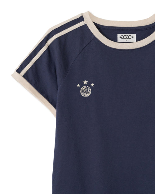 ATHLETE STRIPE HALF T SHIRTS - 5 COLORS NAVY