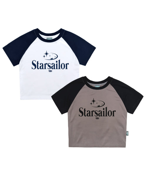 STAR SEA CAT RAGLAN CROP TEE