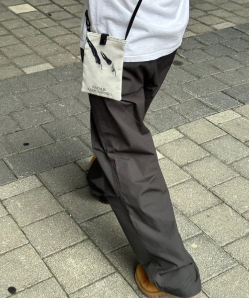 WIDE FIT STRING PARACHUTE PANTS - 2 COLORS DARK GREY