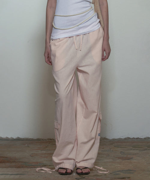 LINEN CARGO JOGGER PANTS - 3 COLORS PINK