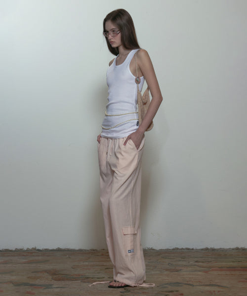 LINEN CARGO JOGGER PANTS - 3 COLORS PINK