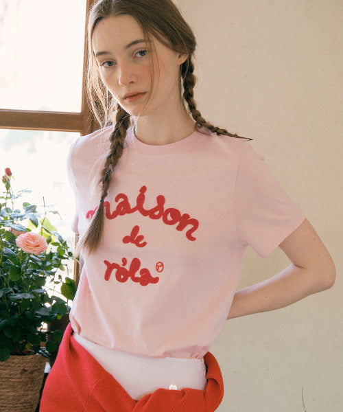 MAISON DE ROLA EMBROIDERY T SHIRT - 7 COLORS PINK