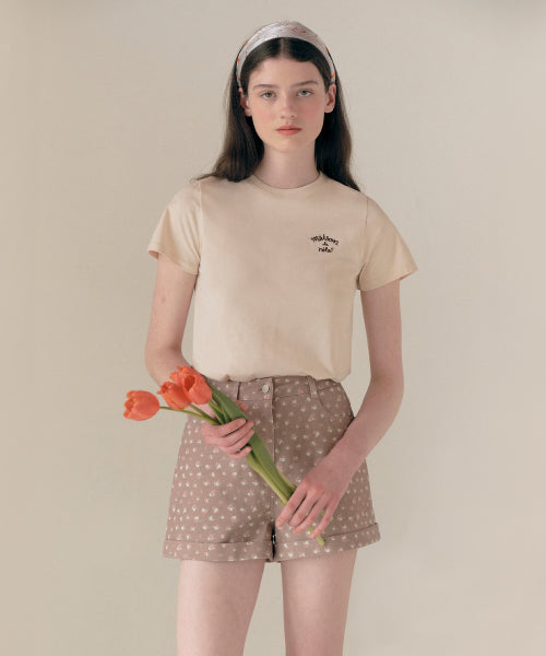FLOWER HALF PANTS - 2 COLORS BROWN
