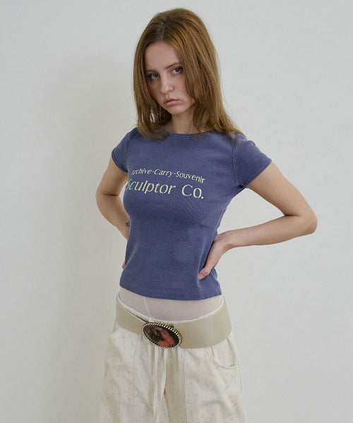 ARCHIVE PIGMENT BABY TEE - 4 COLORS BLUE