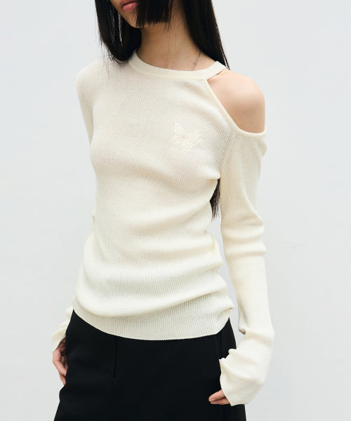 CUT OUT BUTTERFLY KNIT #徐睿知同款! - 2 COLORS CREAM