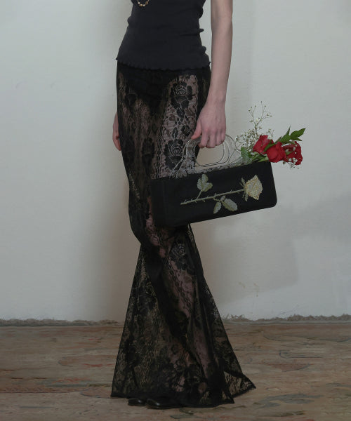 GRANNY LUCITE HANDLE BAG - 2 COLORS BLACK