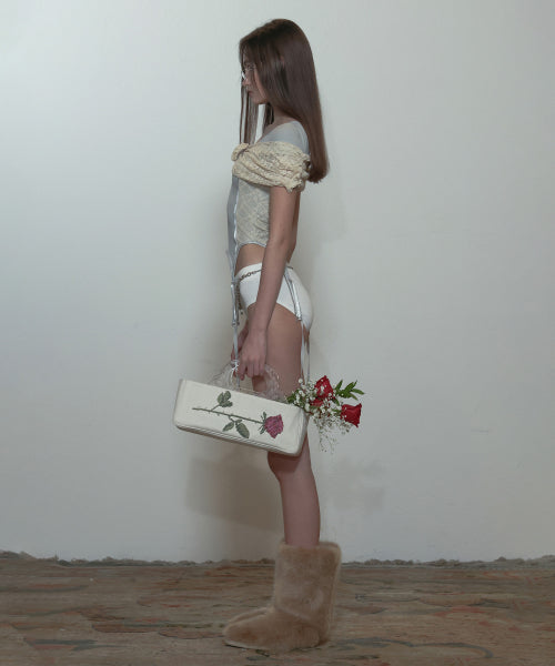 GRANNY LUCITE HANDLE BAG - 2 COLORS IVORY