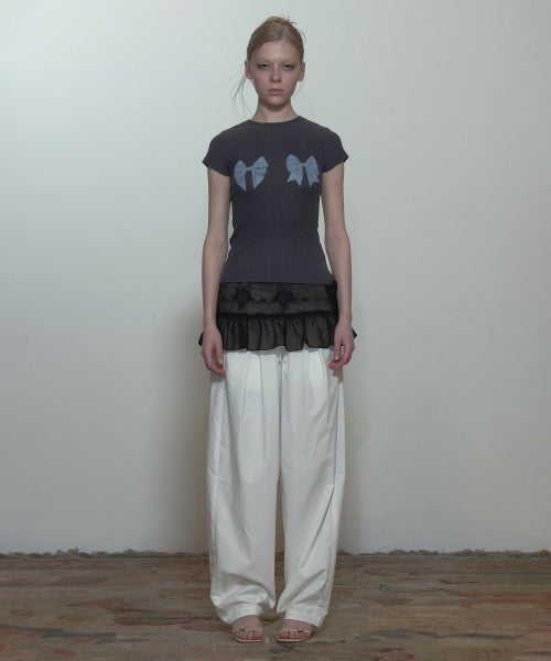 PEEKABOO MICRO SHEER SKIRT RAW - 2 COLORS AS SHOWN