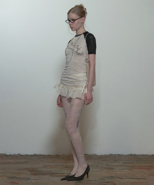 PEEKABOO MICRO SHEER SKIRT RAW - 2 COLORS IVORY