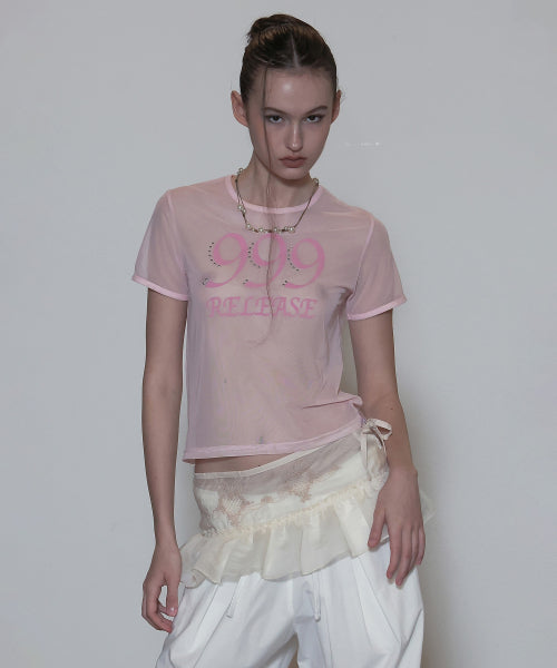 SHEER RINGER CROP TOP PALE - 2 COLORS PINK