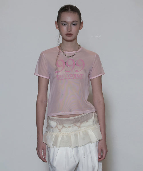 SHEER RINGER CROP TOP PALE - 2 COLORS PINK