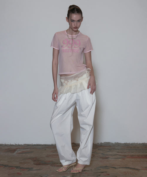 SHEER RINGER CROP TOP PALE - 2 COLORS PINK