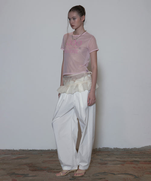 SHEER RINGER CROP TOP PALE - 2 COLORS PINK