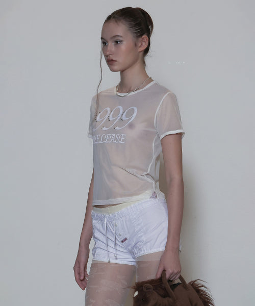 SHEER RINGER CROP TOP WHITE