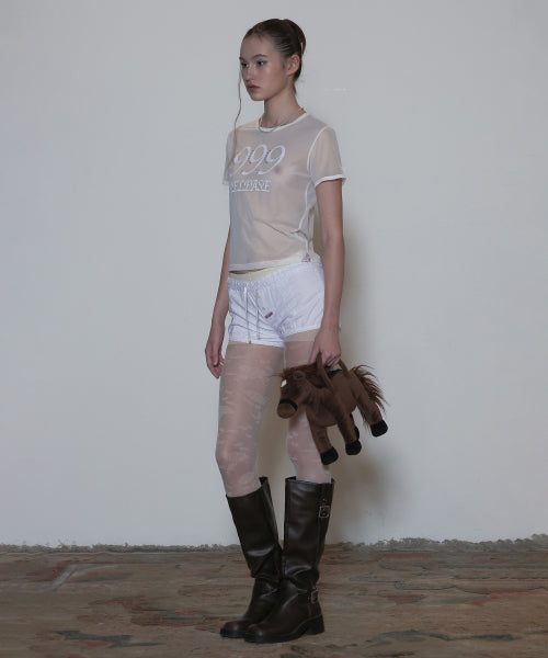 SHEER RINGER CROP TOP WHITE