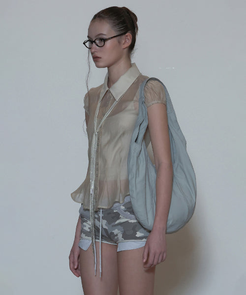 SHEER PLEATED HEM BLOUSE - 3 COLORS AS SHOWN